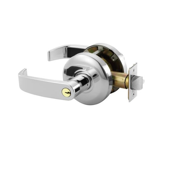 Sargent Office Cylindrical Lock Grade 2 with L Lever and K Rose with LA Keyway with T Strike Bright Chrome 65G05KL26 - main